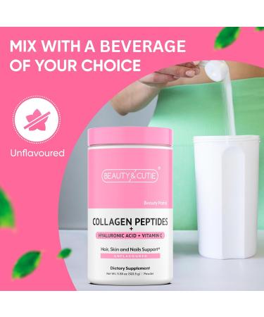 BEAUTY AND CUTIE Collagen Peptides 10g with Hyaluronic Acid 120 mg and Vitamin C Powder Hair Skin and Nails Support Grass Fed Unflavored 11.38 oz - Buy Online on GoSupps.com
