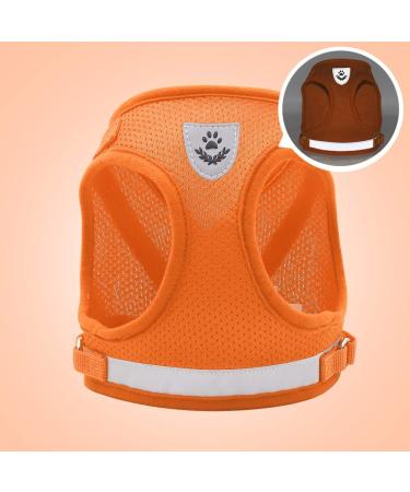Meioro Reflective Dog Harness Adjustable & Padded for XS Dogs & Cats | Outbreak-Proof Lightweight Anti-Pull Design in Orange - Buy Online on GoSupps.com