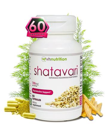 VH Nutrition SHATAVARI | Shatavari Capsules | 700mg Asparagus Racemosus Extract | Female Vitality & Rejuvenation | Natural Estrogen Balance | 60 Capsules
