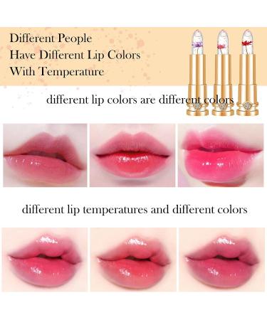 Crystal Flower Jelly Lipstick Set - 3 Colors | Color Changing Magic PH Lip Gloss | Waterproof Moisturizing Lip Balm Trio - Buy Online on GoSupps.com