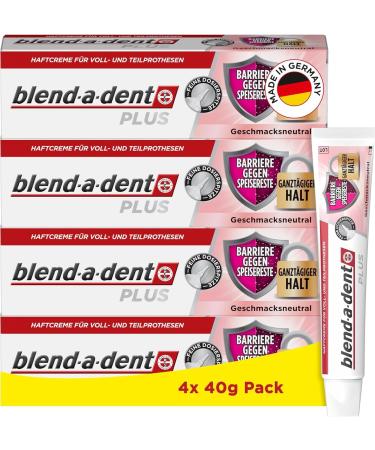 Blend-a-dent Blend-a-dent Pack of 4 Premium Adhesive Creams Against Food Residue - For Full and Partial Dentures - Tasteless - 40g