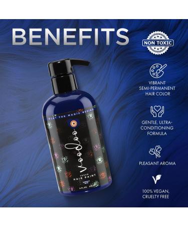 VOODOO Blue Hair Paint (Serenity) 8 Oz | Vegan & Cruelty-Free Temporary Hair Dye | Bright Vivid Color | Ammonia Sulfate & Paraben-Free Semi-Permanent Hair Color - Buy Online on GoSupps.com