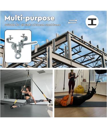 SupaWay Heavy Duty Steel I-Beam Clamp for Boxing Bags | Adjustable 63mm-220mm | 204kg Capacity | Durable Perforated Hanger - Buy Online on GoSupps.com