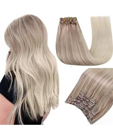 Easyouth Balayage Human Hair Clip in Extensions 18 Inch 70g 5Pcs Clip in Hair Extensions Clip in Real Hair Ombre Blonde Clip in Blonde Hair Extensions Invisible Thick 18" 2-5Pcs Clip #18/22/60(#Nordic)