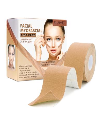 Face Lift Tape Anti-Wrinkle Facial Myofascial Lift Tape Neck Lift Tape V-Shaped Face Sticker for Women Firming and Tightening Skin 2.5cm*5m