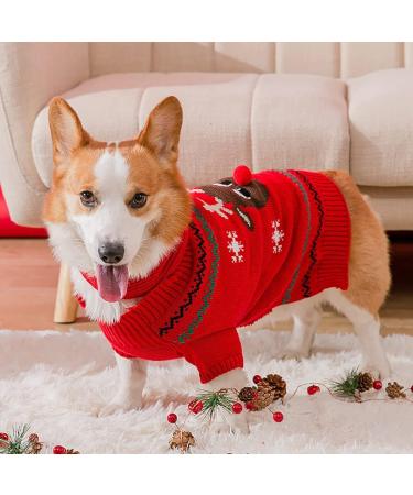 Buy Christmas Dog Turtleneck Sweater Warm Knitwear for Pets | Cozy Winter Dog Coat Costume (Red M) - Buy Online on GoSupps.com