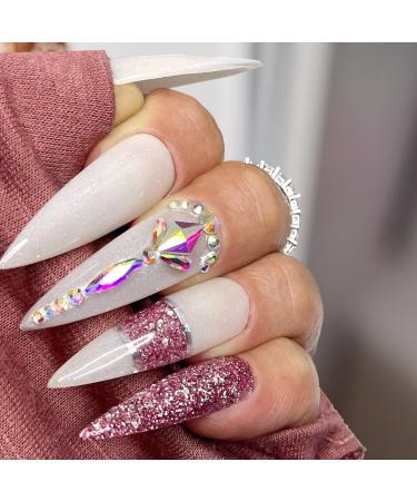 PrettyDiva Shimmer White Dip Powder - French Manicure 1Oz Sparkly Translucent Milky Diamond Glitter Dip Nail Powder - Buy Online on GoSupps.com