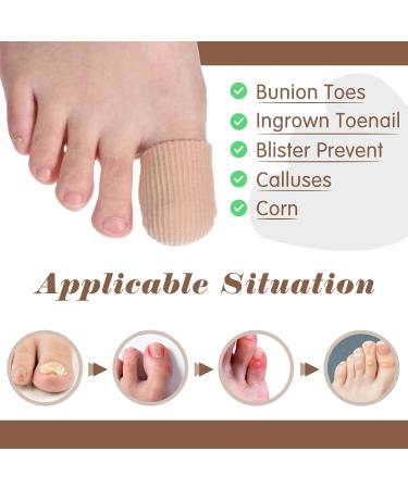 Gel Toe Caps (18 Pack) - Pain Relief for Corns, Blisters, Callus, Ingrown Toenails - Fabric Sleeve Protectors - Large & Medium Sizes - Buy Online on GoSupps.com
