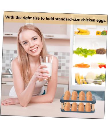 OSALADI Box Egg Carton Egg Holder Bandejas Para Comida Cutlery Tray Household Refrigerator Plastic re-usable Blue 22.3X10.1X8.9CM - Buy Online on GoSupps.com