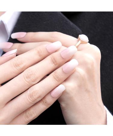 Danni & Toni Half Hardened Gel Nail Foils - Pink & White Ombre Glossy Nail Sticker Wraps | 28 Semi-Hardened Gel Nail Stickers for International Shipping - Buy Online on GoSupps.com