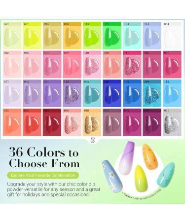 AZUREBEAUTY Summer Dip Powder Nail Kit | 36 Neon Bright Colors - DIY French Nail Art Set with Base Top Coat & Remover - Perfect for Home & Salon Use - Buy Online on GoSupps.com