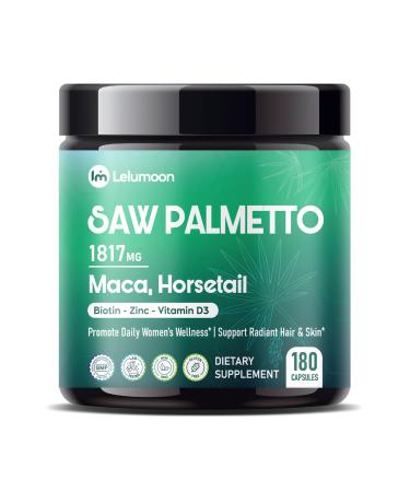 Premium Saw Palmetto 1817 mg with Maca Shatavari Biotin Zinc & Vitamin D3 Supports Women s Wellness Hair & Skin Health 180 Capsules 180 count (pack of 1)