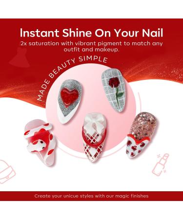 Modelones Gel Nail Polish 6 Colors White Glitter Winter Gel Nail Kit Sparkle Candy Cane Burgundy Dark Rose Champagne Silver Soak Off U V Gel Nail Art Manicure DIY Valentine s Day Gifts for Women Glitter Silver - Buy Online on GoSupps.com