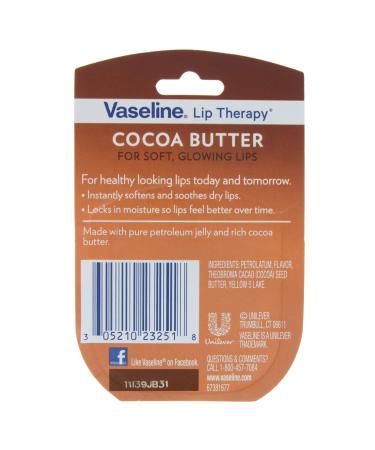 Vaseline Lip Therapy Cocoa Butter 0.25 oz - Nourishing Lip Care for Smooth Soft Lips | International Shipping Available - Buy Online on GoSupps.com