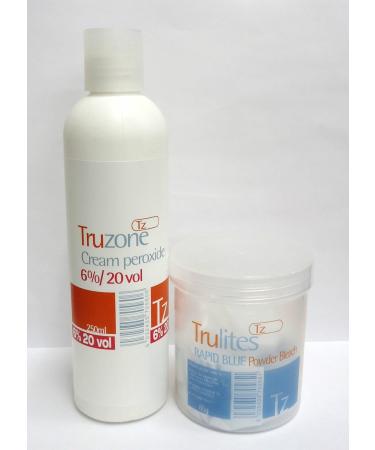SETS OF TRUZONE CREAM PEROXIDE 6% (20 vol) 250ML & RAPID BLUE HAIR BLEACH 80GM+BRUSH+BOWL by Truzone