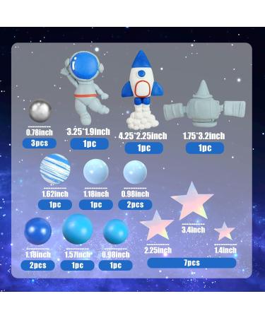 DRWATE Space Cake Toppers Outer Space Astronaut Figurines Rocket Balls and Stars Kids Space Theme Decorations for Birthday Party Supplies Baby Shower (Clay) - Buy Online on GoSupps.com