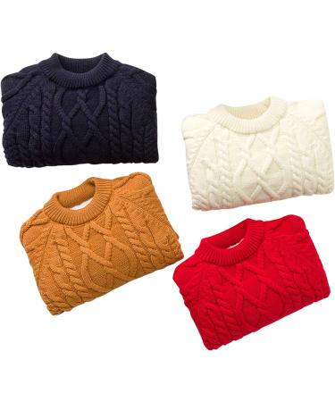 De feuilles Toddler Unisex Cable Knit Pullover Sweater | Chunky Knit Jumper with Warm Lining - Yellow | Size 8-9 Years - Buy Online on GoSupps.com