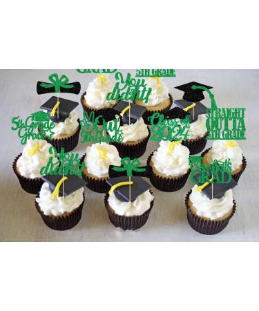5th Grade Graduation Cupcake Toppers Green Glitter 5th Grade Graduation Party Decorations 2023 Boy Girl Kids Fifth Grade Graduation Party Decorations Supplies - Buy Online on GoSupps.com