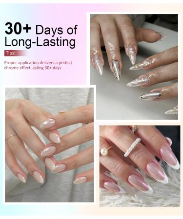  BISHENGYF 3D Gel Nail Polish & Chrome Nail Powder:Clear 3D Gel Nail Polish 2 pcs Moonlight Aurora Pearl Crome Powder Nail Polish No Wipe Nail Art Home Decoration (White) - Buy Online on GoSupps.com