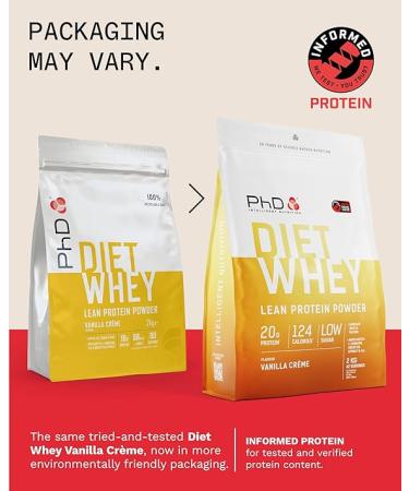 PhD Nutrition Diet Whey Protein Powder 2kg - Vanilla Cr me | Low Calorie, Low Carb, High Protein Formula | 80 Servings - Buy Online on GoSupps.com