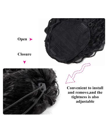 30 Corn Curly Wave Drawstring Ponytail in Black - 30 Inch Synthetic High Puff Ponytail Hair Piece with Comb Clip | Wavy Clip-In Extensions - Buy Online on GoSupps.com