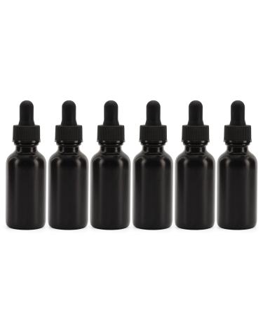 Cornucopia 1oz Black Coated Glass UV Resistant Eye Dropper Bottles (6 pack), UV Safe Bottles for Essential Oils and Aromatherapy