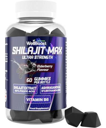 Shilajit Max Strength Gummies, 1000mg Shilajit Extract, 1000mg Tyrosine, 1000mg VIT C and 350mg Magnesium, Vegan Sugar Free with BlackBerry Flavour