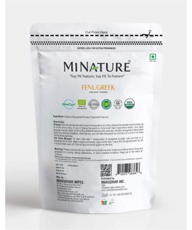 Mi Nature USDA Certified Organic Fenugreek Powder - 227g (1/2 lb) - 100% Natural & Organically Grown - Resealable Zip Lock Pouch - Buy Online on GoSupps.com
