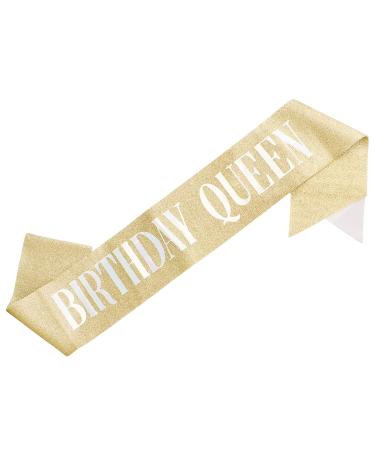 Gold Birthday Tiara Set for Women - Queen Sash, Headband, Rhinestone Crystal Crown | Happy Birthday Accessories - Buy Online on GoSupps.com