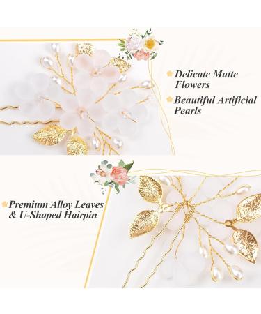 Melliex 5-Piece Wedding Hair Needles & Floral Pearls - U-Shaped Bridal Jewelry Clips in Silver & Gold for Women & Girls - Buy Online on GoSupps.com