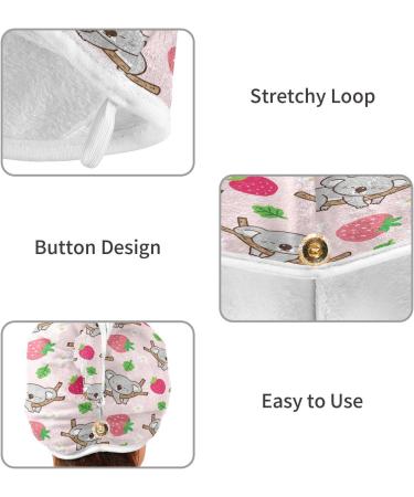 Strawberry Koala Dry Hair Cap Set - 2 Quick Drying Towels & Button Headband | Super Absorbent & Soft - Buy Online on GoSupps.com