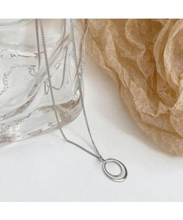 OralGos Fashion Oval Pendant Necklace - Cute Cool Simple Choker Statement Jewelry in Stainless Steel - Shop Internationally - Buy Online on GoSupps.com