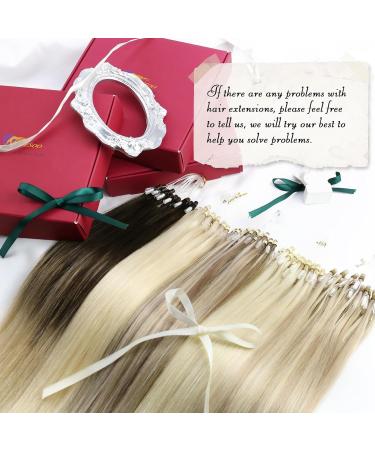 Moresoo Microring Hair Extensions - Real Hair 1g Cold Fusion Invisible Micro Loop Black to Brown with Caramel Blonde 35cm 50g #1B/3/27 - Buy Online on GoSupps.com