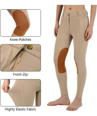Beroy Kids Horse Riding Knee-Patch Breeches - Khaki X-Small - Buy Online on GoSupps.com