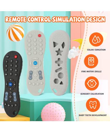 Teething Toys for Babies 6-12 Months-2 Pack Silicone TV Remote Control Shape Baby Hand Teethers for 12 to 18 Months -Infant Chew Toys with Anti-Drop Pacifier Clip-Safety Tested (Black & Grey) - Buy Online on GoSupps.com
