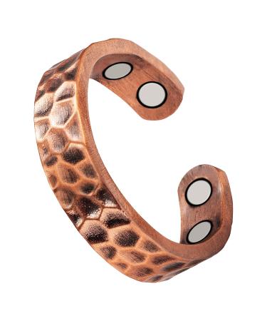 3500 Gauss arthritis copper ring for men and women 4 strong magnets effectively relieve arthritis and finger pain magnetic field therapy has an impact on rheumatism and lymphatic drainage (L)