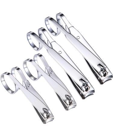 4 Packs EZ Grip Nail Clipper 360-Degree Rotating Head Scissor Grip Toenail Clippers Stainless Steel Edge Fingernail Clipper Set Large and Small (Easy Grip Style)