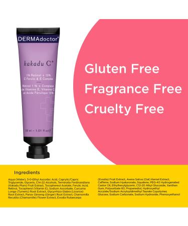 DERMAdoctor Kakadu C Retinol Cream | Anti-Aging Face Cream with Vitamin C & E | Hyperpigmentation Treatment | Brighten Smooth & Firm - 1.01 fl oz - Buy Online on GoSupps.com