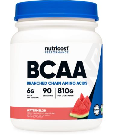 Nutricost BCAA Powder (Watermelon 90 Serv) - Optimal 2:1:1 Ratio