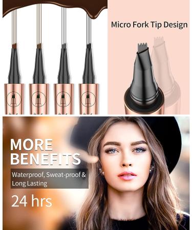 Natural Looking Eyebrow Pencil Microblading Pen - Long-Lasting & Waterproof - 4 Point Eyebrow Pen for Eye Makeup - Portable Microblading Eyebrow Hair in 1 Light Brown - Buy Online on GoSupps.com