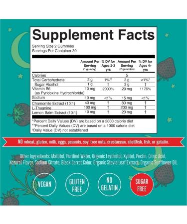 MaryRuth's Kids Sleep Gummies | Sugar Free with L Theanine, Lemon Balm, Chamomile & Vitamin B6 | Relaxation & Sleep Support for Kids 2+ | Vegan & Non-GMO | 60 Count - Buy Online on GoSupps.com