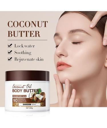 Coconut Body Butter 200g - Body Butter for Dry Skin - Skin Care Body Moisturiser - Natural Coconut Oil Body Cream - Coconut Butter for Moisturizing Nourishing Soothing Hydrating Create Silky Skin - Buy Online on GoSupps.com