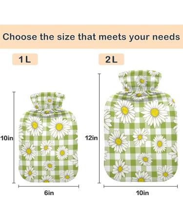 Naanle Hot Water Bottle with Cover - 1L Plaid Daisy for Menstrual Cramps Relief & Cold Therapy | International Shipping Available - Buy Online on GoSupps.com