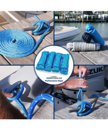 INNOCEDEAR Double-Braided Nylon Dock Line 1/2 x 20' - 4 Pack Blue Reflective Boat Rope - Buy Online on GoSupps.com