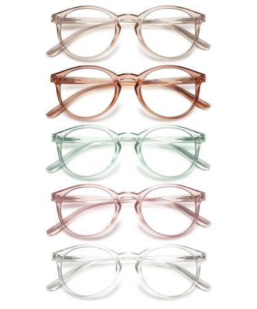 Koosufa fashion anti blue light reading glasses spring hinge women men men round reading aid visual help anti -fatigue glasses 1.0 1.25 1.75 2.25 2.75 3.5 4.0 5 colors transparent style 3.5 x