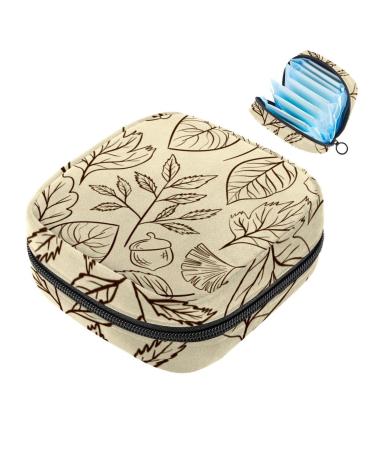 Women's binding-ups hand-drawn autumn leaf patterns portable menstrual pad bags panty lips tampons women's bandages storage holder for women school office multi-colored 10