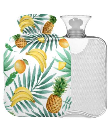 Naanle palm leaf banana pineapple bottle with reference transparent hot water bottle 1l warm steadel for bed hand feet warmer pain relief heat and cold therapy