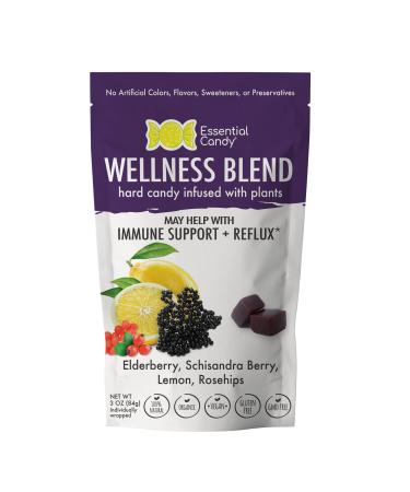 Organic Wellness Blend Hard Candy - Elderberry Schisandra Berry Lemon Rosehips - Immune Support Reflux Relief Cold & Flu - All-Natural Gluten-Free Non-GMO Vegan - 24 Count (Pack of 1)