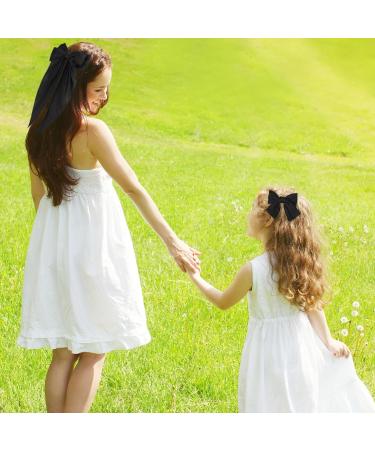 5Pcs Black Satin Silk Hair Bow Clips with Long Tail - Vintage Hair Ribbons for Women and Girls - Perfect for Parties, Valentine's Day, Weddings, Birthdays (4 Sizes) - Buy Online on GoSupps.com