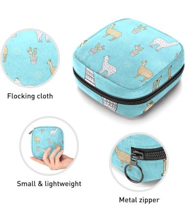 GIAPB Period Bag | Sanitary Napkin Storage Pouch | Travel Makeup Bag with Cartoon Alpaca and Plant Design - Buy Online on GoSupps.com